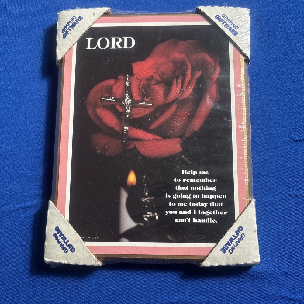 Religious Vintage Stapco LORD 8.5x6.5 Wall Plaque Red Rose Sealed New
